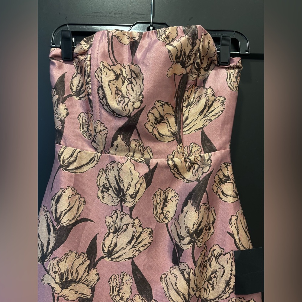 NWT Lulus Gowning Around Mauve Floral Jacquard Strapless Maxi Dress XS Gown - Picture 9 of 16